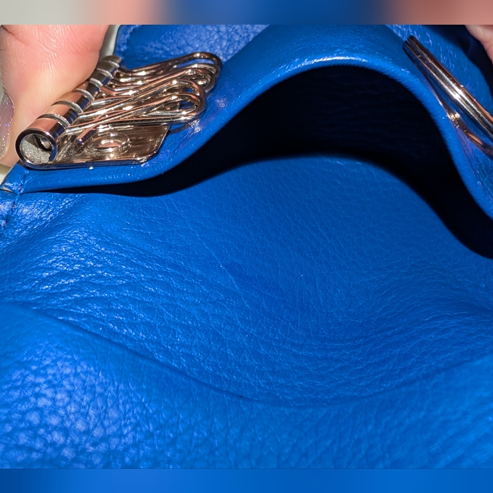 BALENCIAGA Papier 6-Key Case Leather Blue VGUC - Picture 5 of 11
